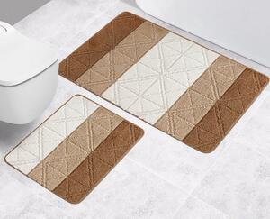 Bellatex Sada kúpeľňových predložiek bez výkroja Bany Trojuholníky hnedá, 60 x 100 cm, 60 x 50 cm
