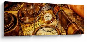 Obraz - Historické pomôcky námorníkov (s hodinami) (90x30 cm)
