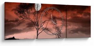Obraz - Mesiac osvetľujúce noc (s hodinami) (90x30 cm)