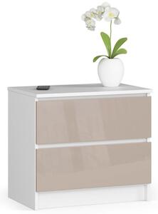 Nočný stolík K60 2SZ CLP cappuccino, lesk