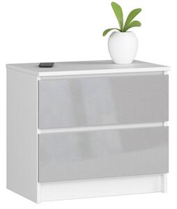 Nočný stolík K60 2SZ CLP metalický, lesk