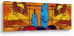 Obraz - Staroveká maľba (s hodinami) (90x30 cm)
