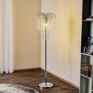 Stojaca lampa Pioggia krištáľový dážď, chróm