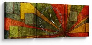 Obraz geometrické abstrakcie (s hodinami) (90x30 cm)