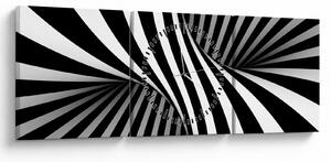 Abstraktní obraz so zebrymi pruhmi (s hodinami) (90x30 cm)