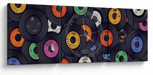 Obraz - Hudobné gramofónové platne (s hodinami) (90x30 cm)