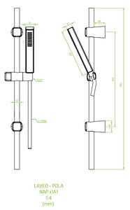 Laveo Pola, sprchový stĺp s ručnou sprchovou súpravou, 1 funkcia, chrómová, LAV-NAP_01A1