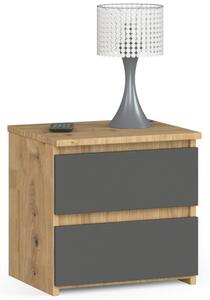 Nočný stolík CL2 2SZ CLP dub artisan / sivý