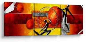 Obraz - Maľba ľudskosti (s hodinami) (90x30 cm)