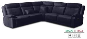 Zltahala.sk Kožená sedacia súprava CONTINENTAL rohová s funkciou relax, elektrické, tm. modrá (navy 325)