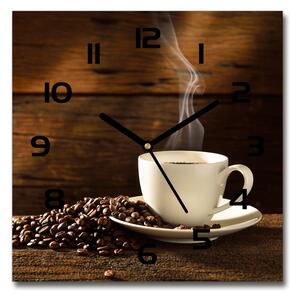 Sklenené nástenné hodiny štvorec Šálka kávy