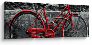 Obraz - Historický bicykel (s hodinami) (90x30 cm)