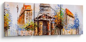 Obraz - Maľovaná mestská pamiatka (s hodinami) (90x30 cm)
