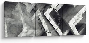Abstraktný obraz kociek (s hodinami) (90x30 cm)