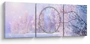 Obraz - Mrazivá zima (s hodinami) (90x30 cm)