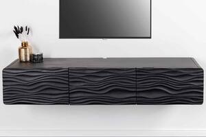 Dizajnový závesný TV stolík Gavrilla 160 cm čierne mango