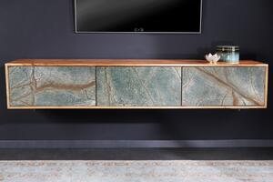 Dizajnový závesný TV stolík Quillon 160 cm prírodný kameň