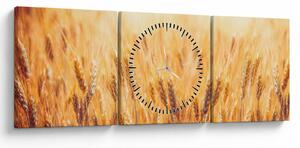 Obraz - pole s obilím (s hodinami) (90x30 cm)