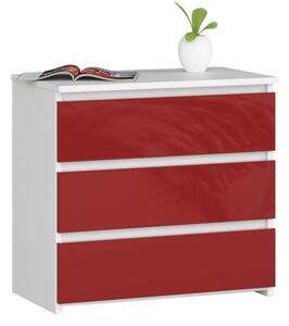 Nočný stolík CL3 60 cm biely / červený, lesk