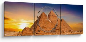 Obraz - Egyptské pyramídy (s hodinami) (90x30 cm)