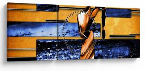 Obraz abstraktné maľby (s hodinami) (90x30 cm)