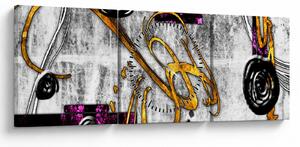 Obraz abstrakcie (s hodinami) (90x30 cm)