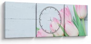 Obraz - Kytica tulipánov (s hodinami) (90x30 cm)