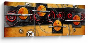 Obraz abstrakcie - Planéty (s hodinami) (90x30 cm)