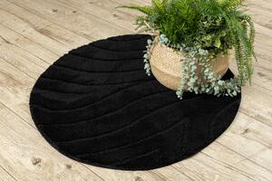 Kúpeľňový koberec SUPREME kruh WAVES, čierny