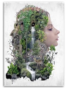 Obraz na plátne Portrét ženy lesná abstrakcia - Barrett Biggers Rozmery: 40 x 60 cm