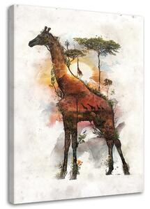 Obraz na plátne Žirafa a Afrika v pozadí - Barrett Biggers Rozmery: 40 x 60 cm