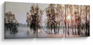 Obraz - Ranná sychravosť (s hodinami) (90x30 cm)