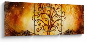 Prírodný abstraktný obraz stromu (s hodinami) (90x30 cm)