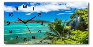 Vodorovné Sklenené hodiny na stenu Pobrežie Seychely
