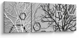 Abstraktný obraz so stromami (s hodinami) (90x30 cm)