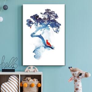 Obraz na plátne Líška pod modrým stromom - Robert Farkas Rozmery: 40 x 60 cm