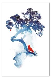 Obraz na plátne Líška pod modrým stromom - Robert Farkas Rozmery: 40 x 60 cm
