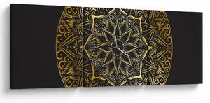 Obraz zlaté abstrakcie (s hodinami) (90x30 cm)
