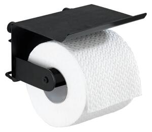 WENKO Držiak toaletného papiera s poličkou BEZ ODKLADANIA Classic Plus čierny 10x14x14 cm