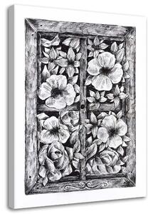 Obraz na plátne Kvety za oknom - Jan Perit Kablan Rozmery: 40 x 60 cm