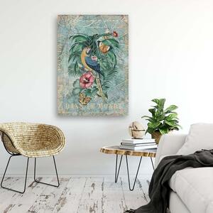 Obraz na plátne Papagáj a motýle - Andrea Haase Rozmery: 40 x 60 cm