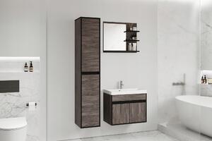 Stena do kúpeľne so zrkadlom BRAZORIA - šedý smrekovec bodega / čierny grafit + umývadlo ZDARMA