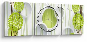Obraz abstrakcie so stromami (s hodinami) (90x30 cm)