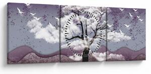 Obraz - Strom v oblakoch (s hodinami) (90x30 cm)