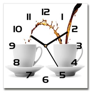 Sklenené hodiny štvorec Tečúca káva
