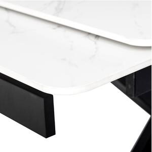 Jedálenský stôl RAKAN biely mramor/čierna