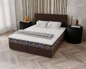 Čalúnená posteľ 160x200 OTILIE 3 s úložným priestorom - svetlo hnedá + vzor