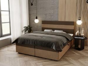 Manželská posteľ 140x200 ZOE 3 s úložným priestorom - hnedá / béžová