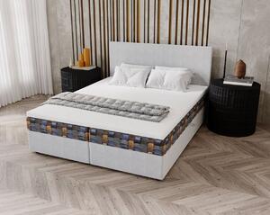 Čalúnená posteľ 160x200 OTILIE 3 s úložným priestorom - svetlo šedá + vzor