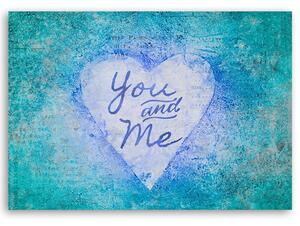 Obraz na plátne Modrý nápis v strede srdca - Andrea Haase Rozmery: 60 x 40 cm